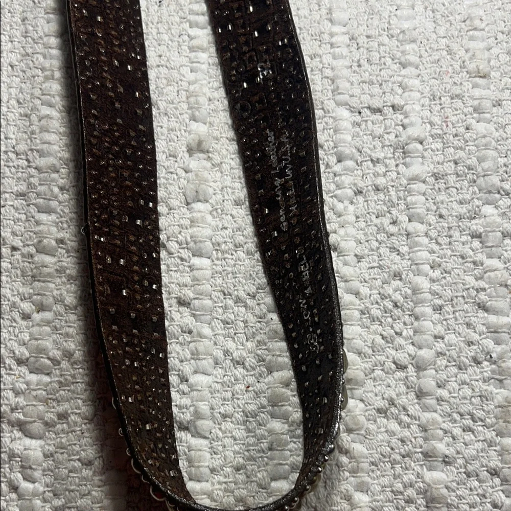 B-Low The Belt Size 32 Brown Leather Mixed Metal Studded Pyramid Rocker Belt